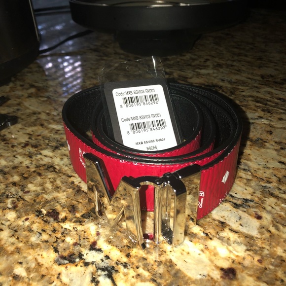 Red Authentic MCM Belt - Picture 3 of 7